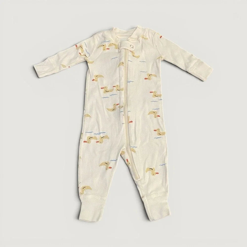 Hanna Andersson Baby Pajamas Footless White Duck Gender Neutral 0-3 Months